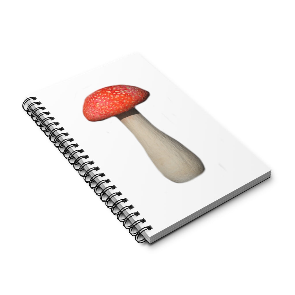 Mushroom Spiral Journal featuring vibrant cover designs and spiral binding, available in four styles including blank, dot grid, lined, and task.