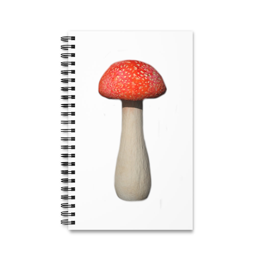 Mushroom Spiral Journal featuring vibrant cover designs and spiral binding, available in four styles including blank, dot grid, lined, and task.