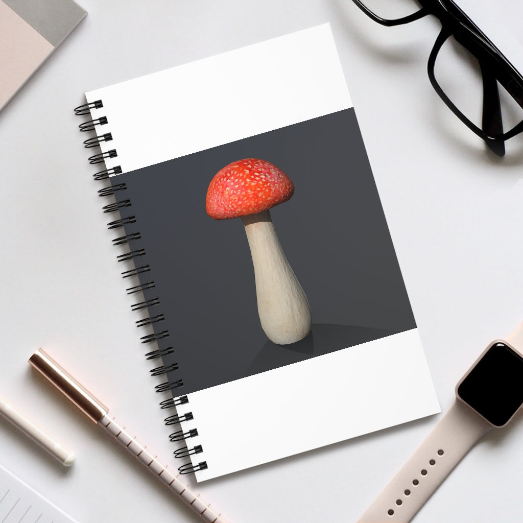 Mushroom Spiral Journal featuring a whimsical mushroom design, available in four styles: blank, dot grid, lined, and task manager.