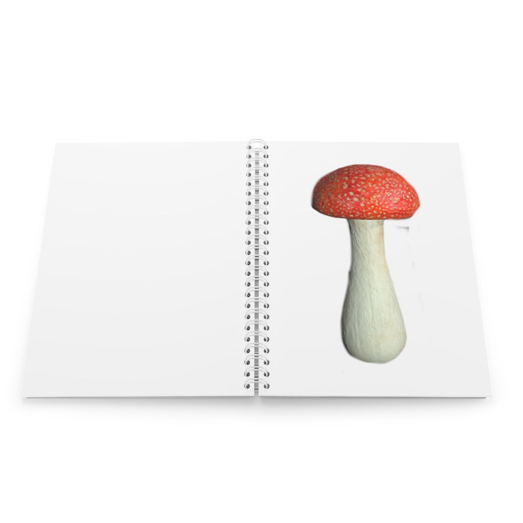 Mushroom Spiral Notebook with customizable covers and wide-ruled pages, featuring a semi-gloss laminated finish.