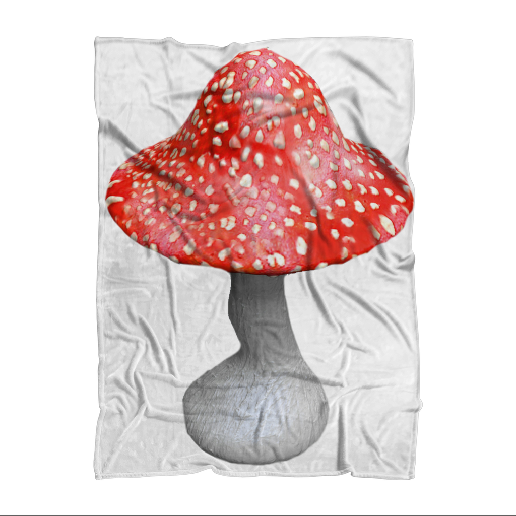 Mushroom Sublimation Throw Blanket featuring colorful mushroom design on soft polar fleece fabric, ideal for cozying up.