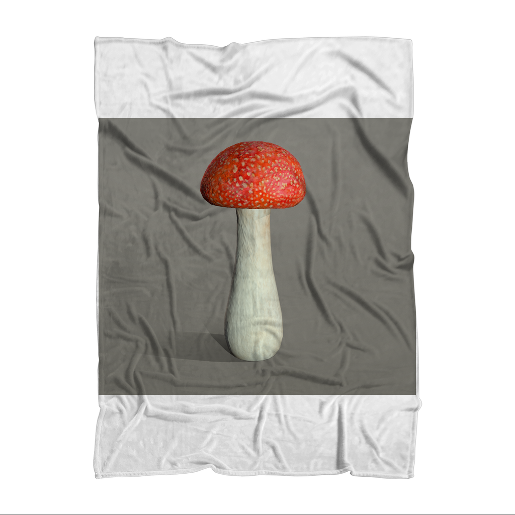 Mushroom Sublimation Throw Blanket showcasing vibrant mushroom designs on soft polar fleece fabric, perfect for cozying up.