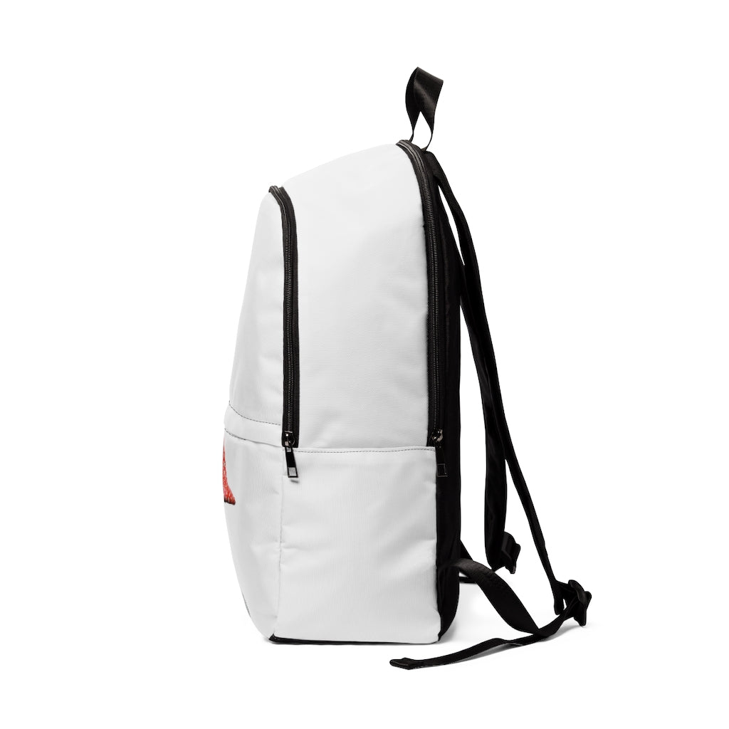 Mushroom Unisex Fabric Backpack in soft nylon, featuring adjustable straps and a padded back panel, ideal for school and travel.