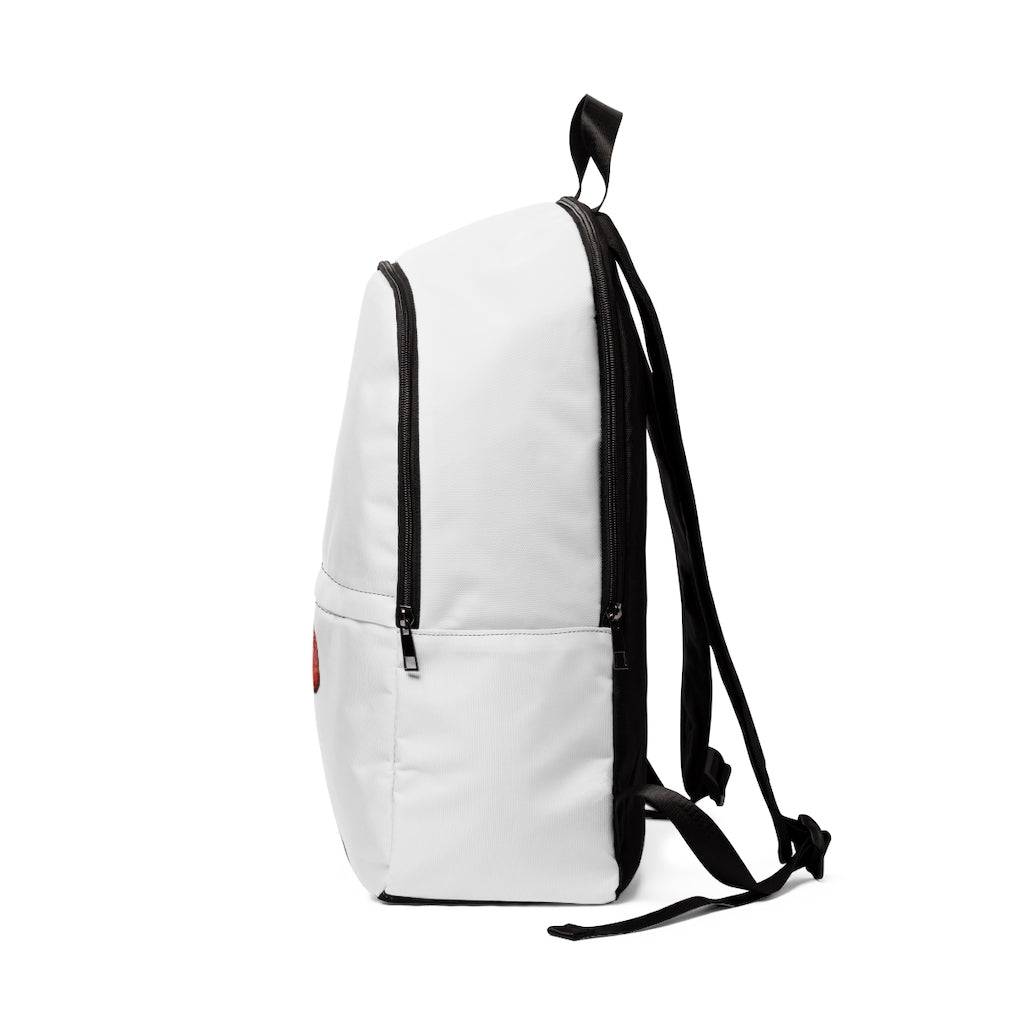 Mushroom Unisex Fabric Backpack in soft nylon, featuring adjustable straps and a padded back panel, ideal for school and travel.