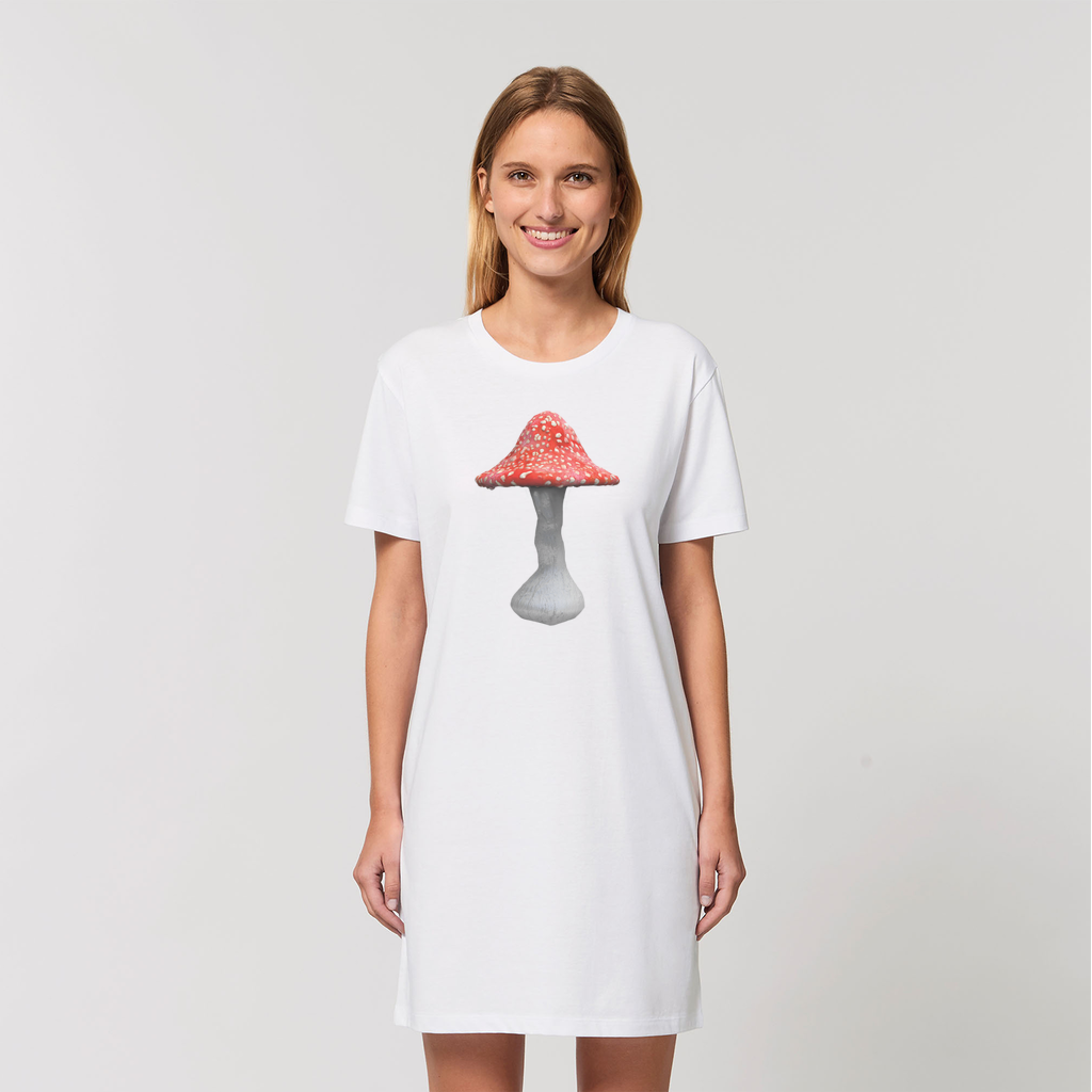 Mushroom2 Organic T-Shirt Dress in various colors, showcasing its soft fabric and stylish design.