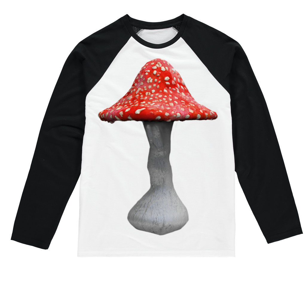 Mushroom2 Sublimation Baseball Long Sleeve T-Shirt featuring a crew neck, long sleeves, and a stylish fit, ideal for sublimation printing.