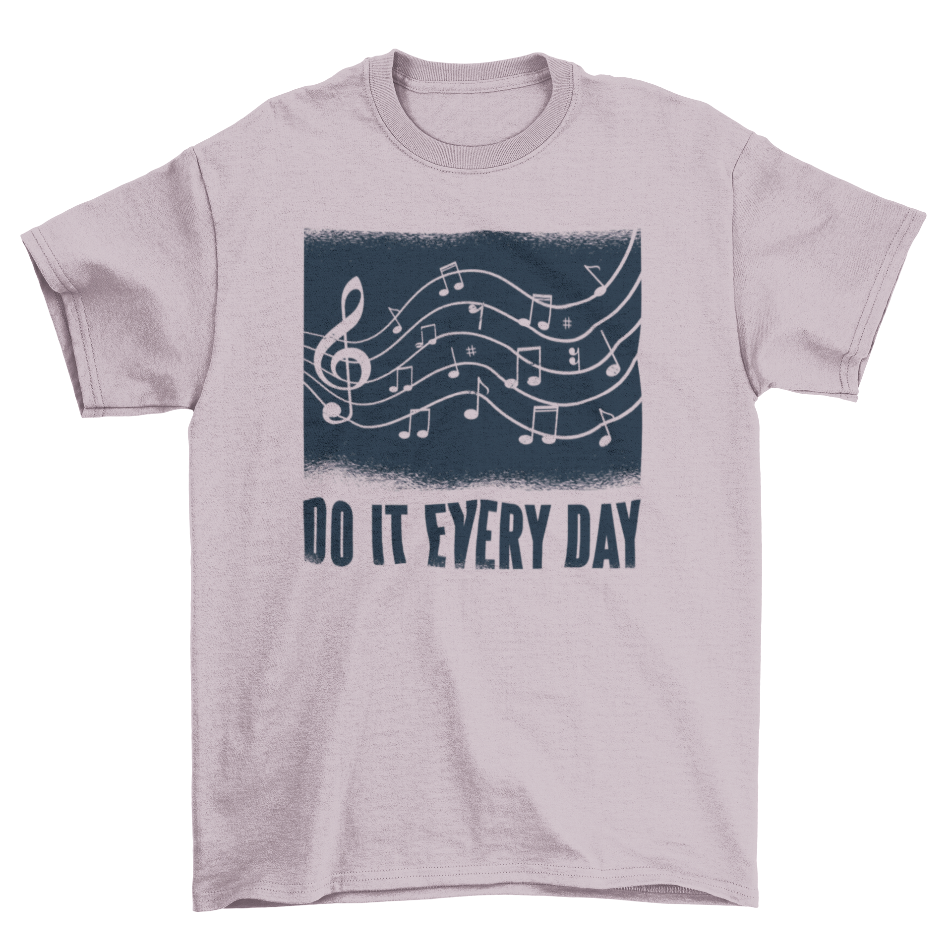 A stylish Music Text T-shirt featuring a wavy music staff design with notes and the text 'DO IT EVERY DAY'.