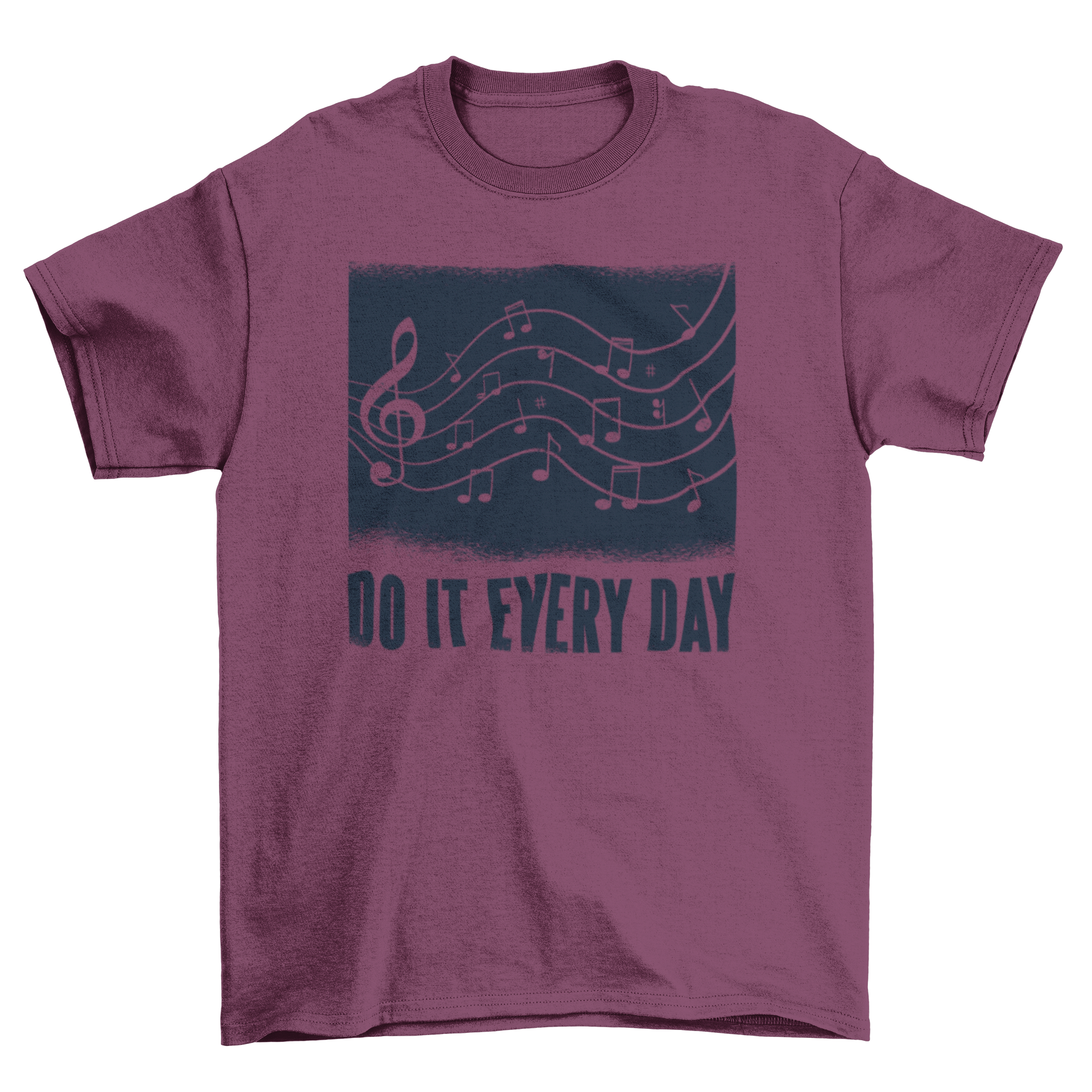 A stylish Music Text T-shirt featuring a wavy music staff design with notes and the text 'DO IT EVERY DAY'.