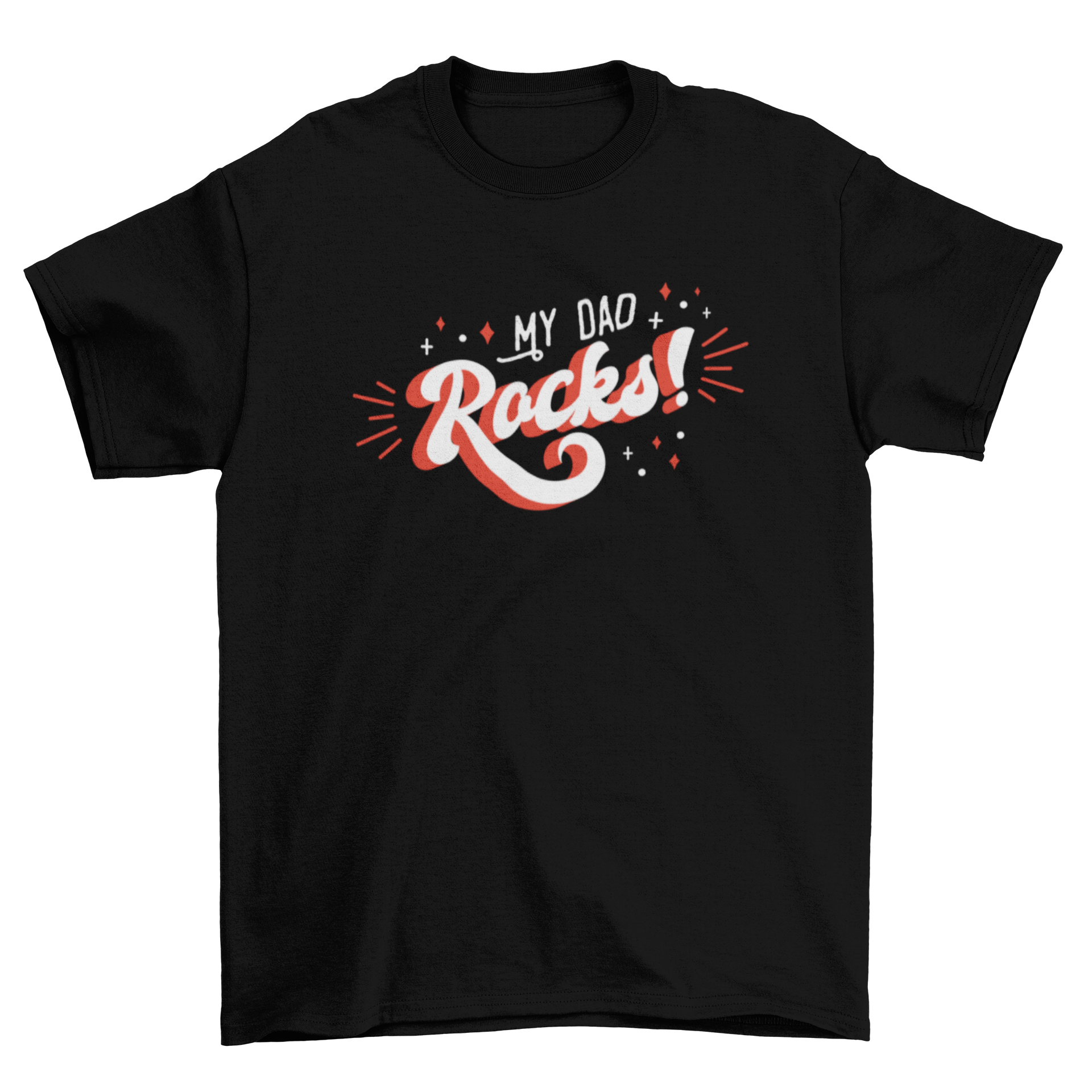 My Dad Rocks T-shirt featuring bold lettering design on a comfortable cotton fabric.