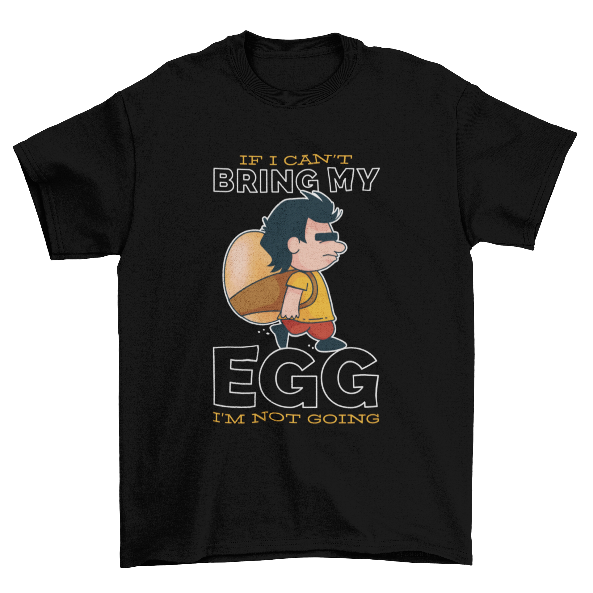 My Egg T-Shirt featuring a funny kid holding an egg, showcasing a playful and whimsical design.