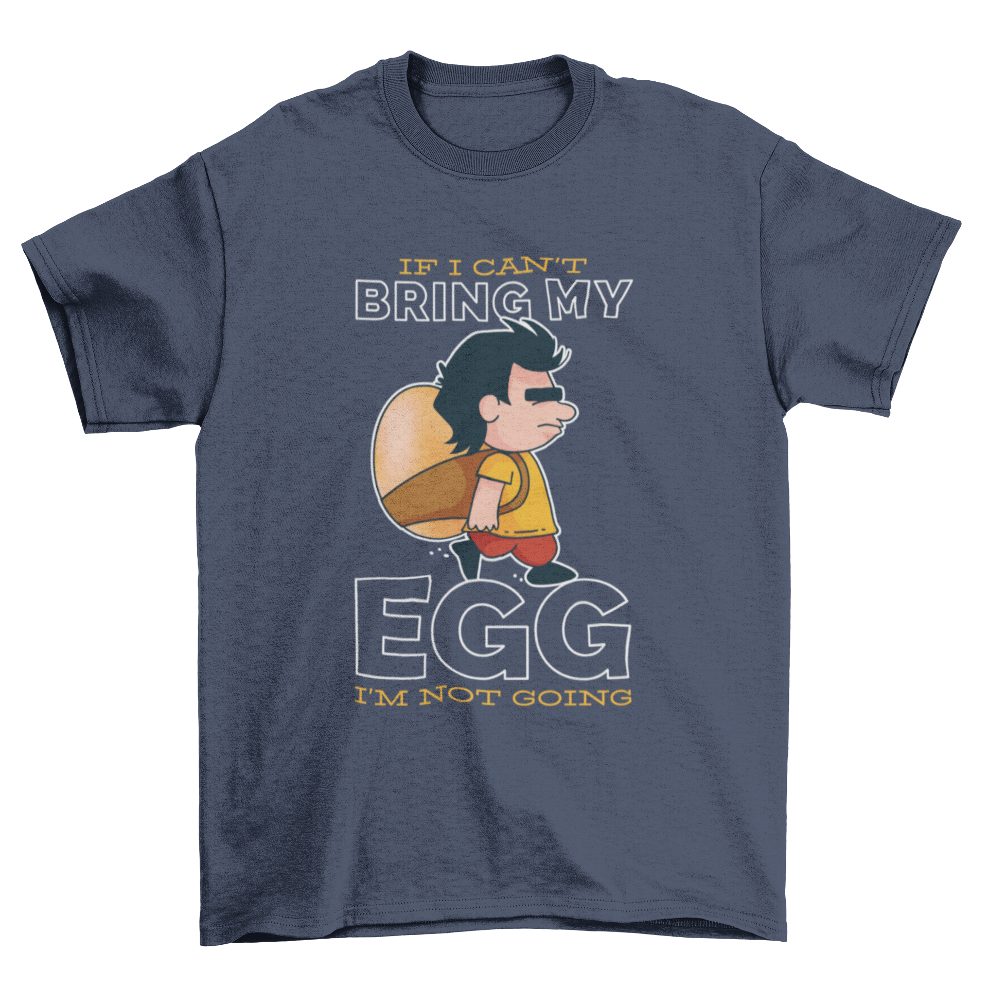 My Egg T-Shirt featuring a funny kid holding an egg, showcasing a playful and whimsical design.