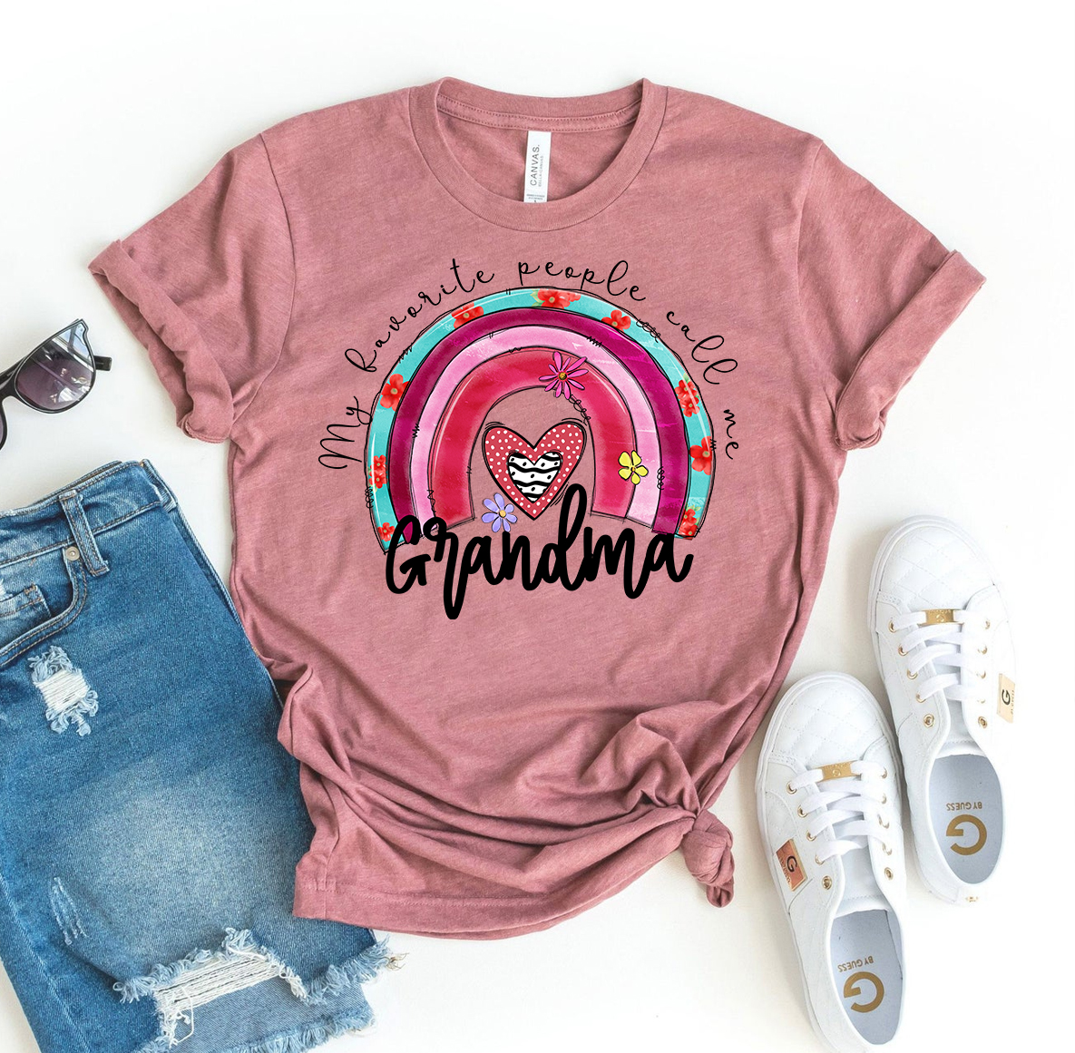 A soft, premium quality t-shirt featuring the phrase 'My Favorite People Call Me Grandma' in stylish print, perfect for grandmothers.