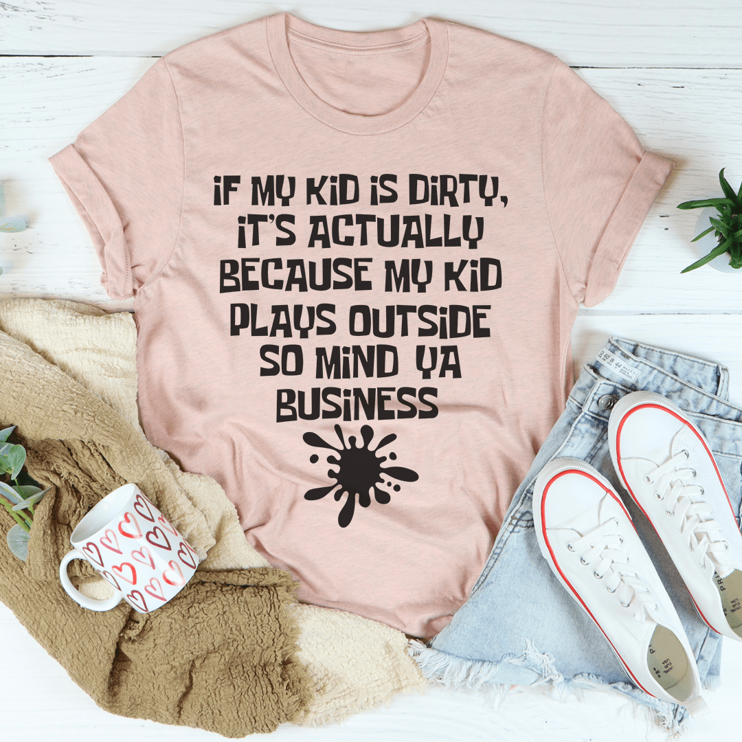 A vibrant My Kid Plays Outside T-Shirt made from soft cotton, featuring double stitching for durability, perfect for active children.