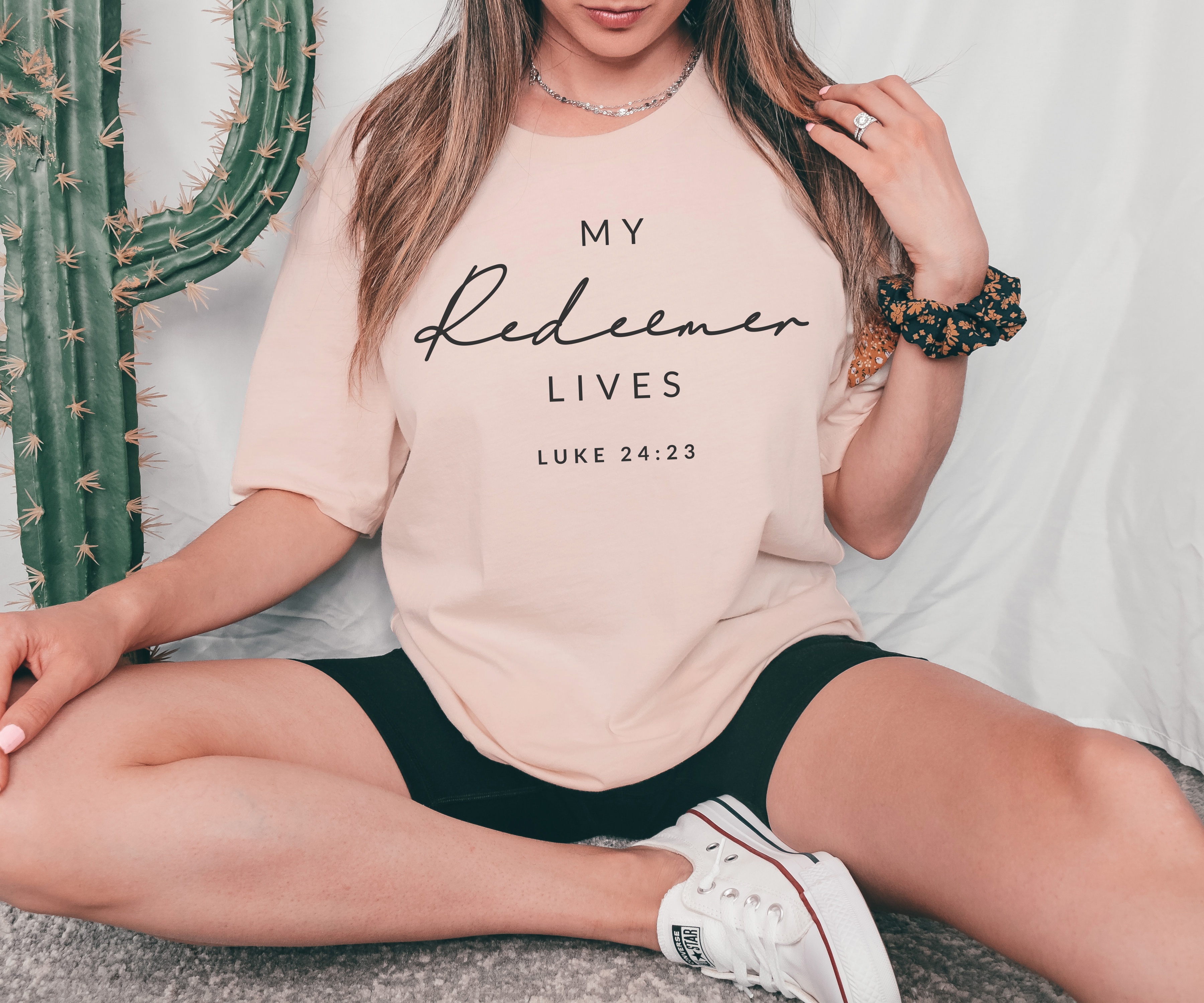 My Redeemer Lives T-shirt made of premium ring spun cotton with a vibrant flex print design.