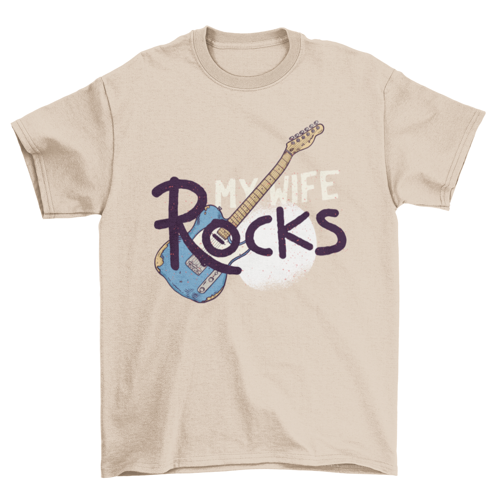 My Wife Rocks T-Shirt featuring a cool guitar design and bold text.