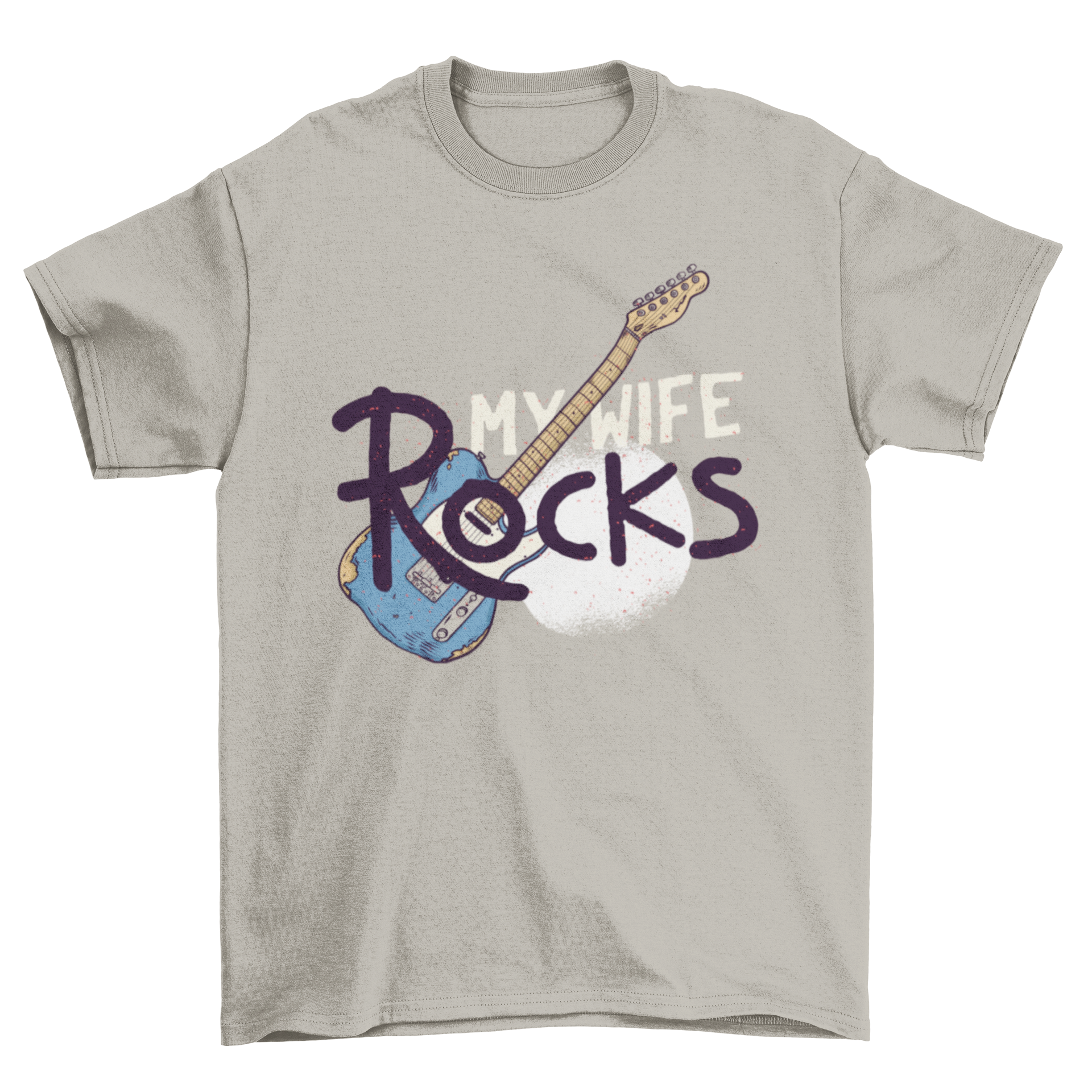 My Wife Rocks T-Shirt featuring a cool guitar design and bold text.