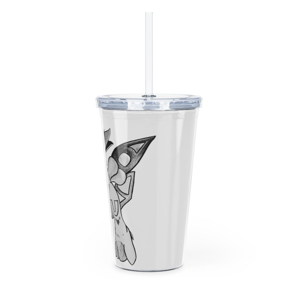 Mycros Plastic Tumbler with Straw, featuring a customizable design and double-wall insulation, perfect for events.