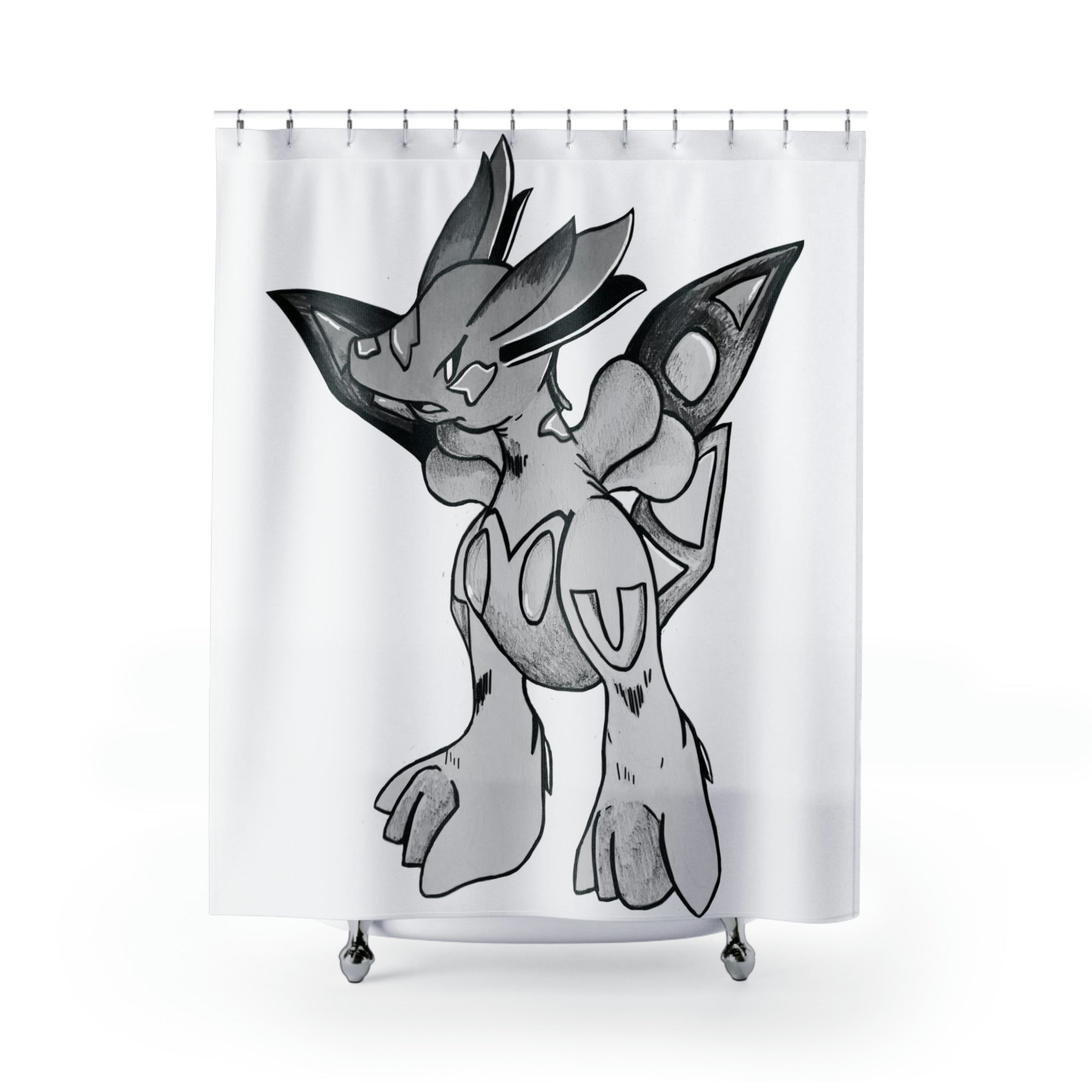 Mycros Shower Curtain featuring vibrant custom designs on durable polyester fabric, perfect for bathroom decor.