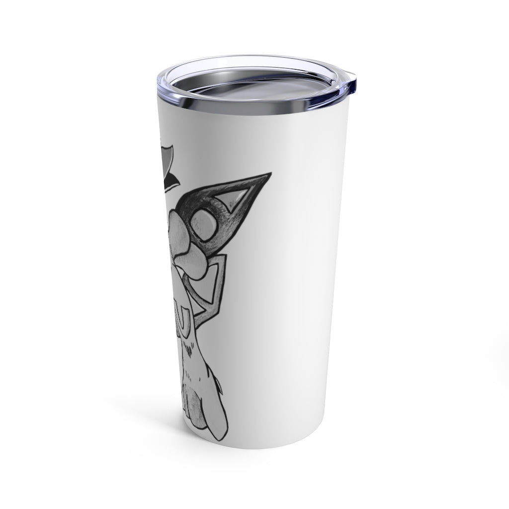 Mycros Tumbler 20oz in stainless steel with a see-thru plastic lid, showcasing its sleek design and rounded corners.