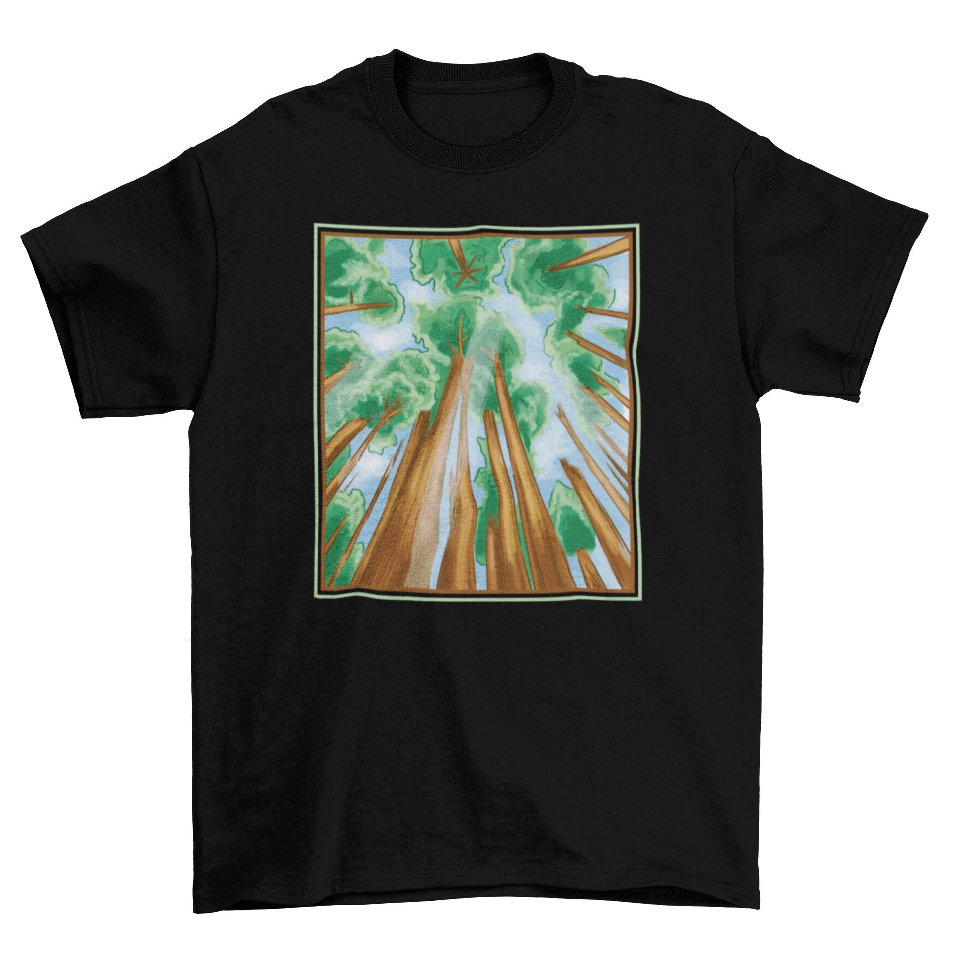 National Park Trees T-shirt featuring a vibrant sequoia forest design, perfect for nature lovers.