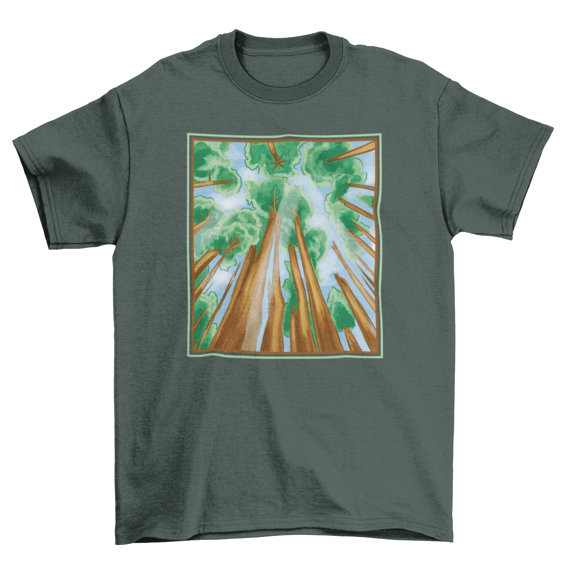 National Park Trees T-shirt featuring a vibrant sequoia forest design, perfect for nature lovers.