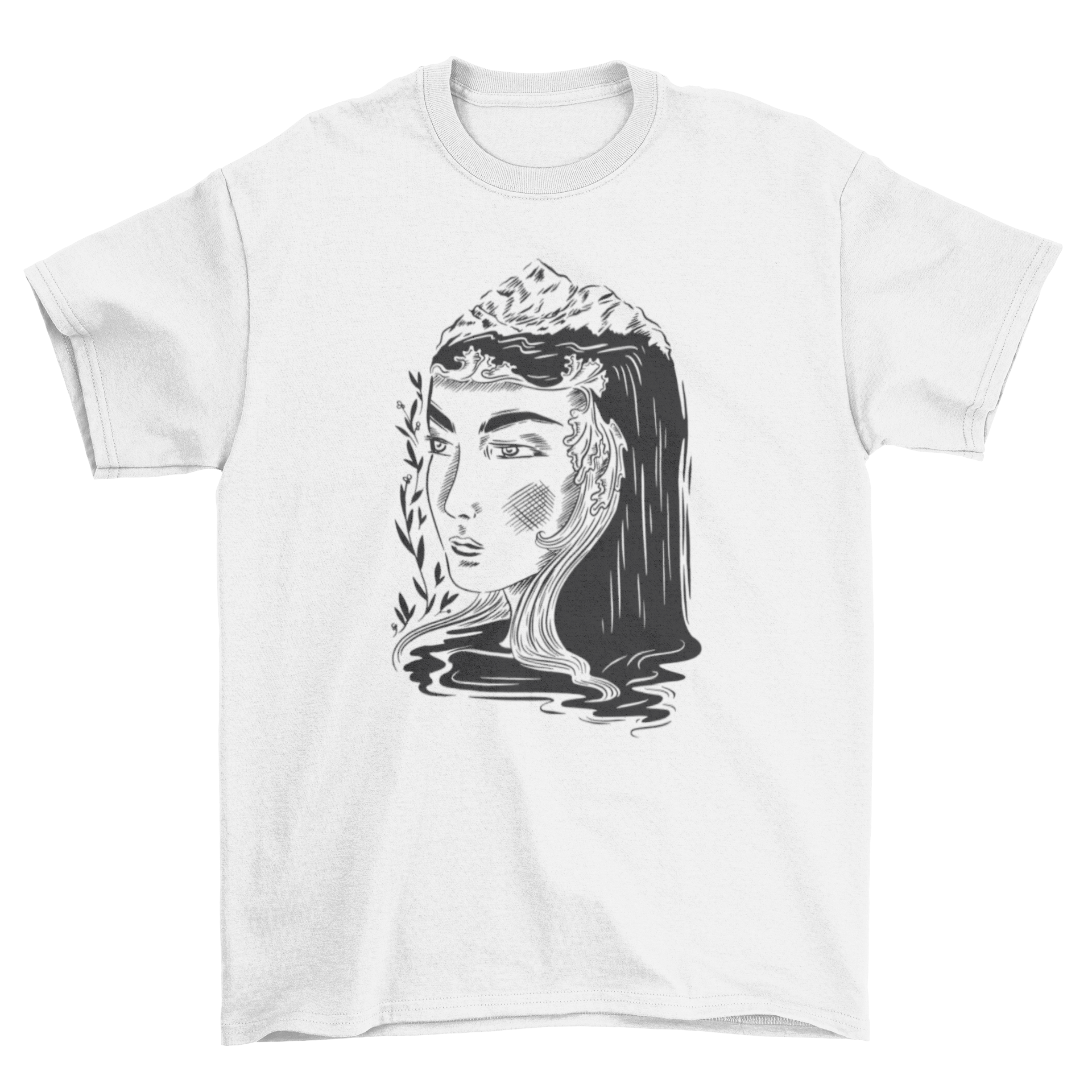 Nature Woman Dark Art Nouveau T-Shirt featuring intricate design and soft fabric, perfect for art lovers.