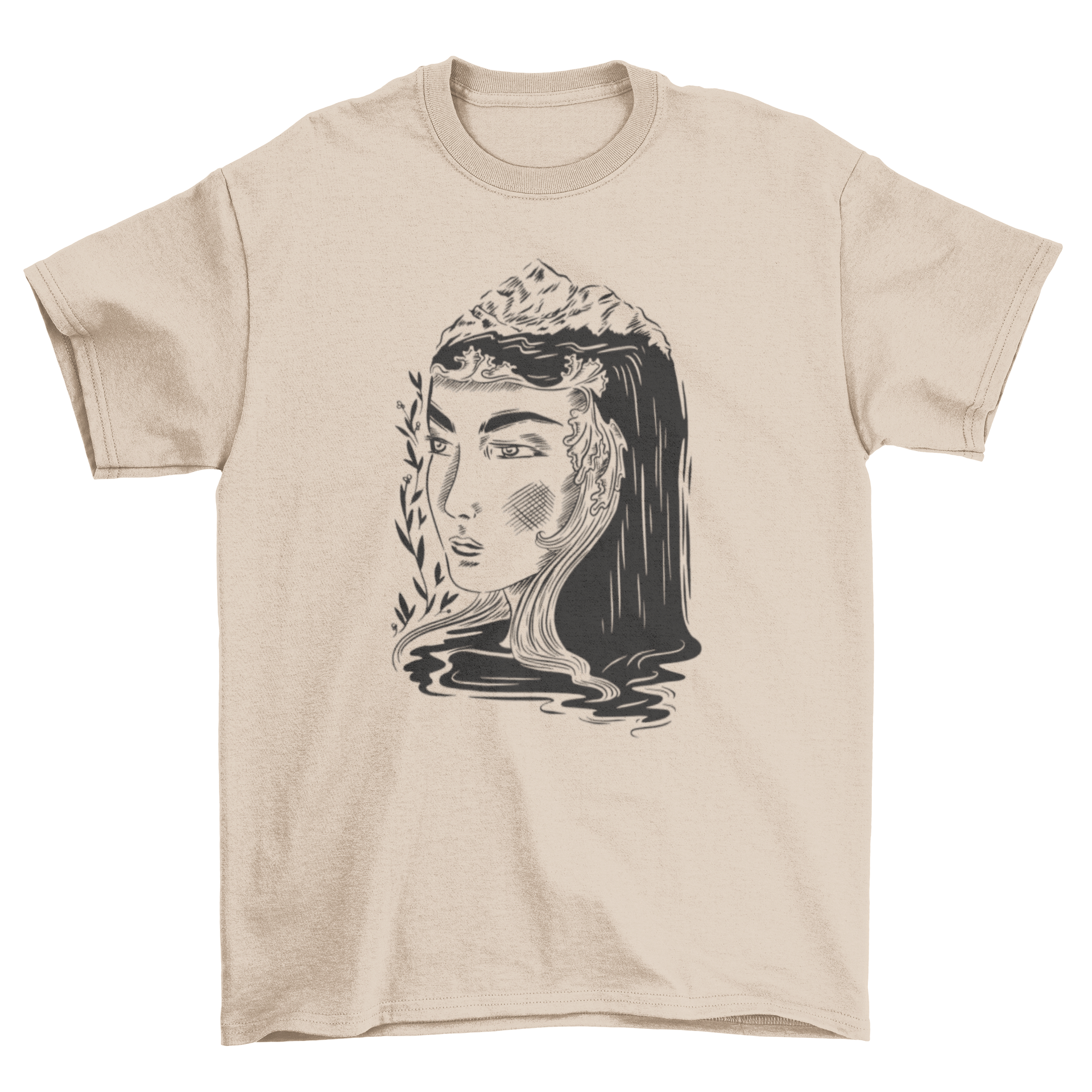 Nature Woman Dark Art Nouveau T-Shirt featuring intricate design and soft fabric, perfect for art lovers.