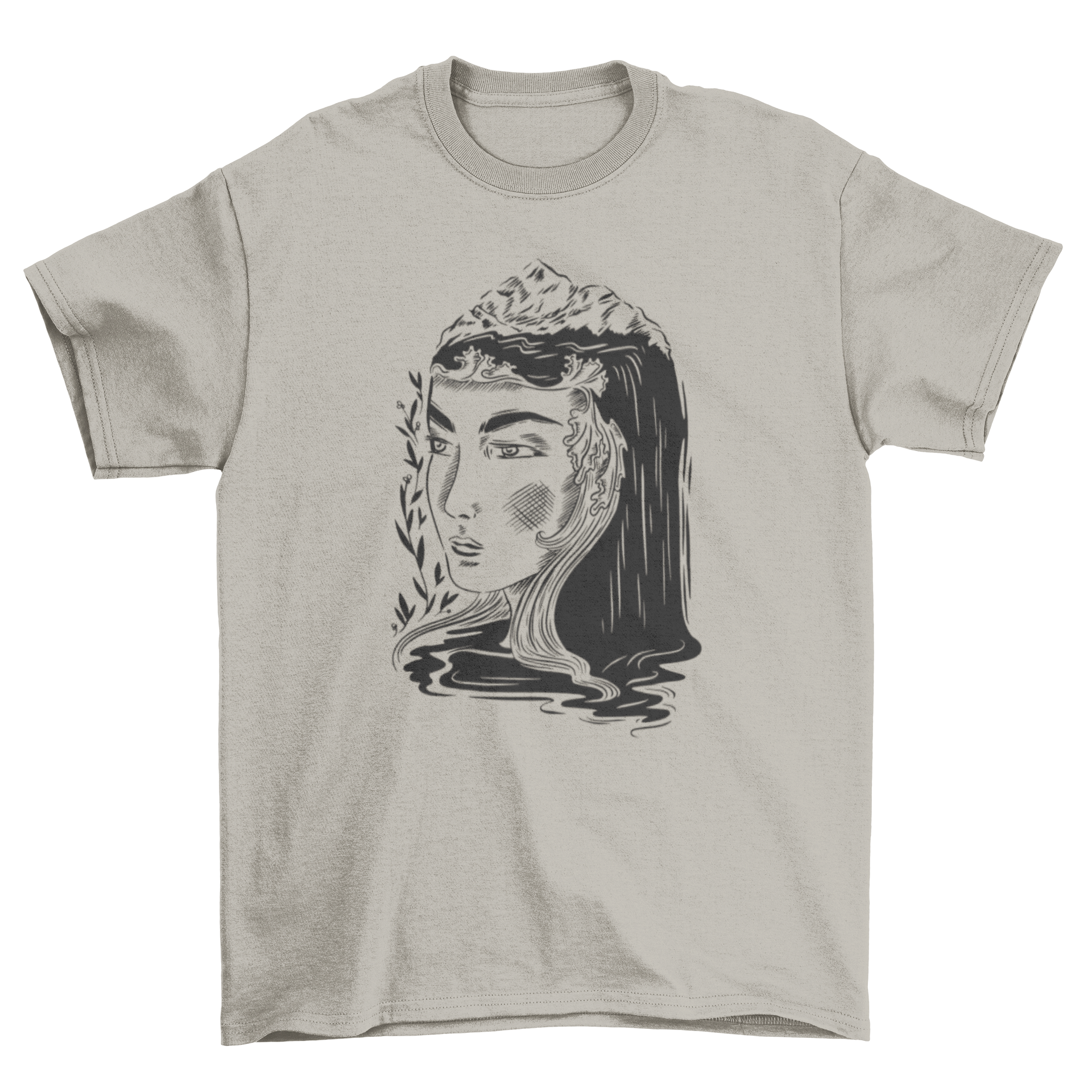 Nature Woman Dark Art Nouveau T-Shirt featuring intricate design and soft fabric, perfect for art lovers.