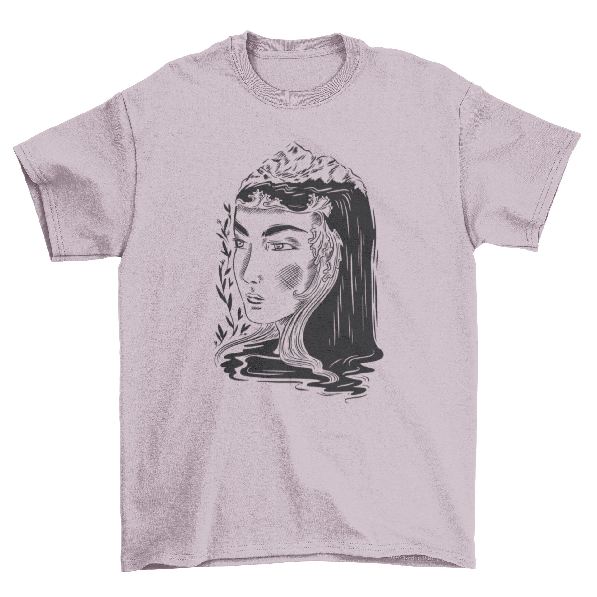 Nature Woman Dark Art Nouveau T-Shirt featuring intricate design and soft fabric, perfect for art lovers.