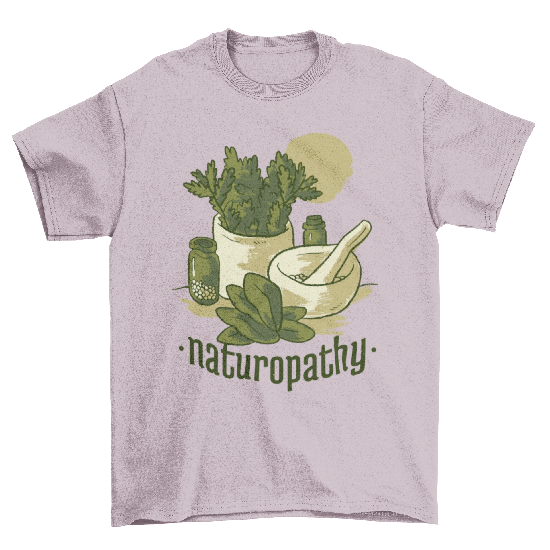 Naturopathy Lifestyle T-shirt featuring natural elements and the text NATUROPATHY, perfect for wellness enthusiasts.