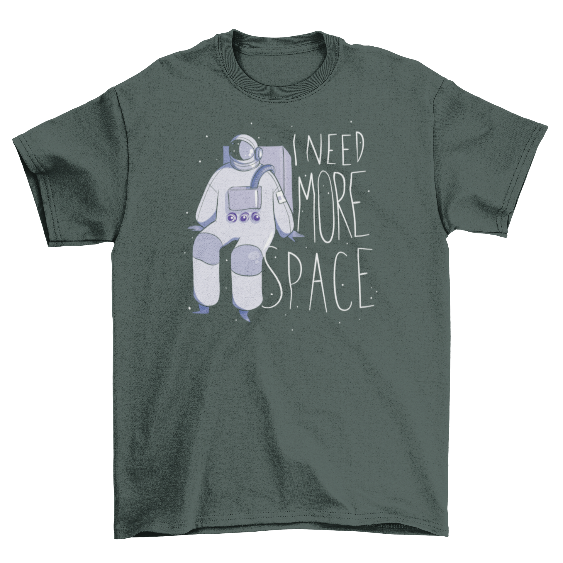 A stylish t-shirt featuring an astronaut and the quote 'I Need More Space', perfect for space enthusiasts.