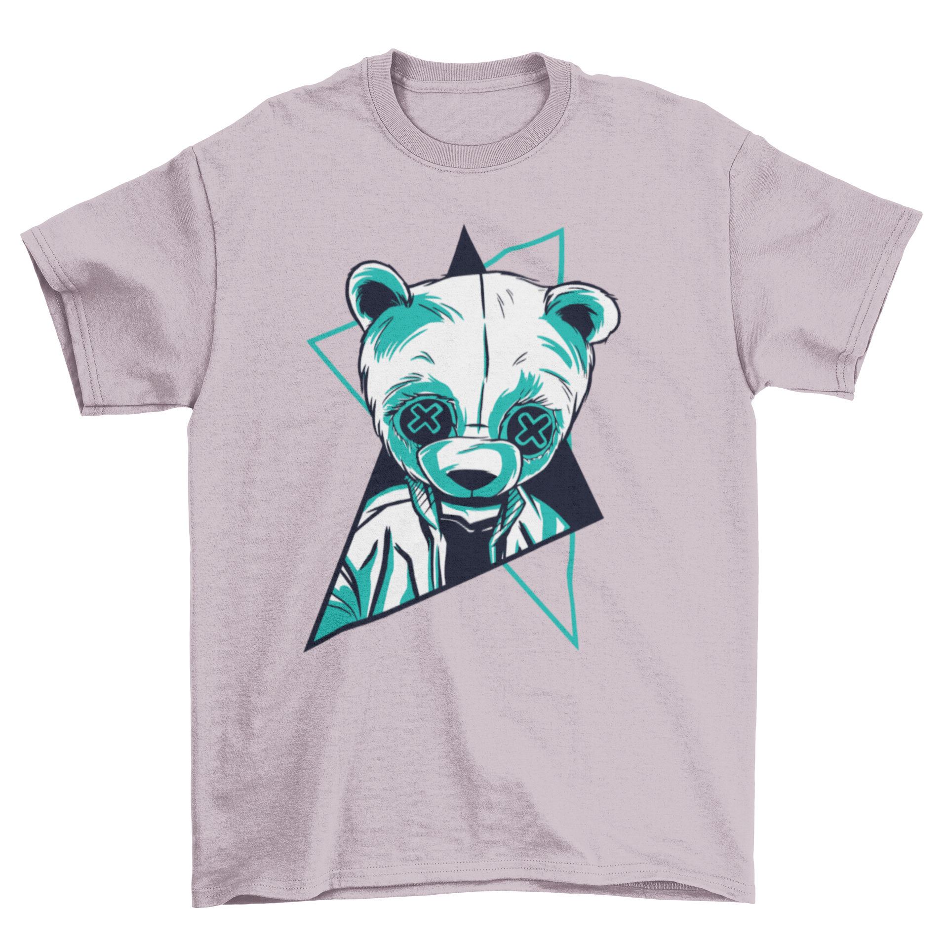 A vibrant neon panda illustration on a stylish t-shirt, showcasing bright colors and playful design.