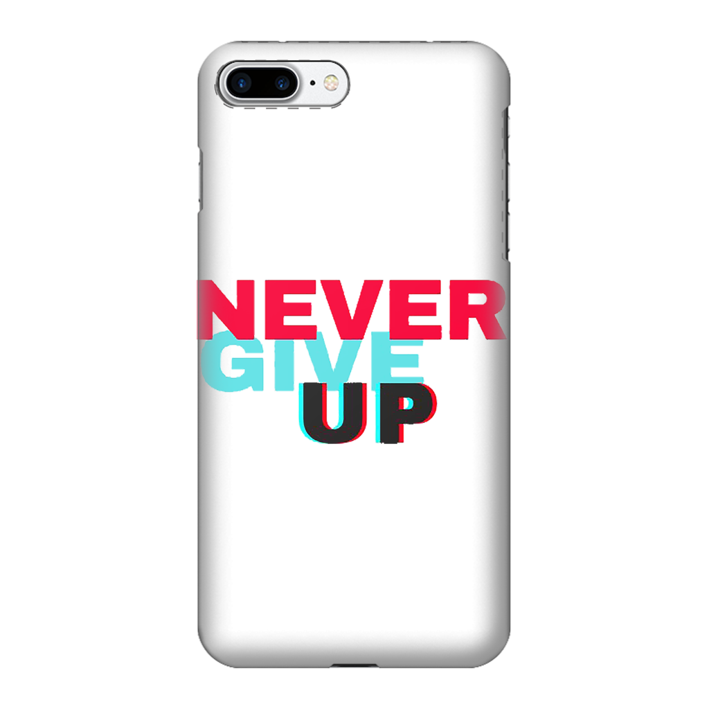 Never Give Up Fully Printed Tough Phone Case showcasing vibrant design and durable materials for maximum protection.