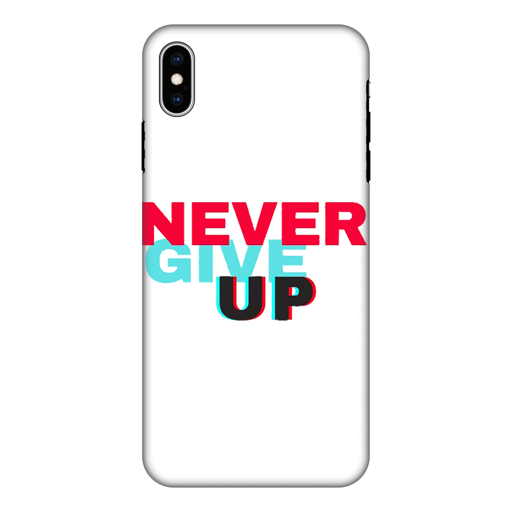 Never Give Up Fully Printed Tough Phone Case showcasing vibrant design and durable materials for maximum protection.