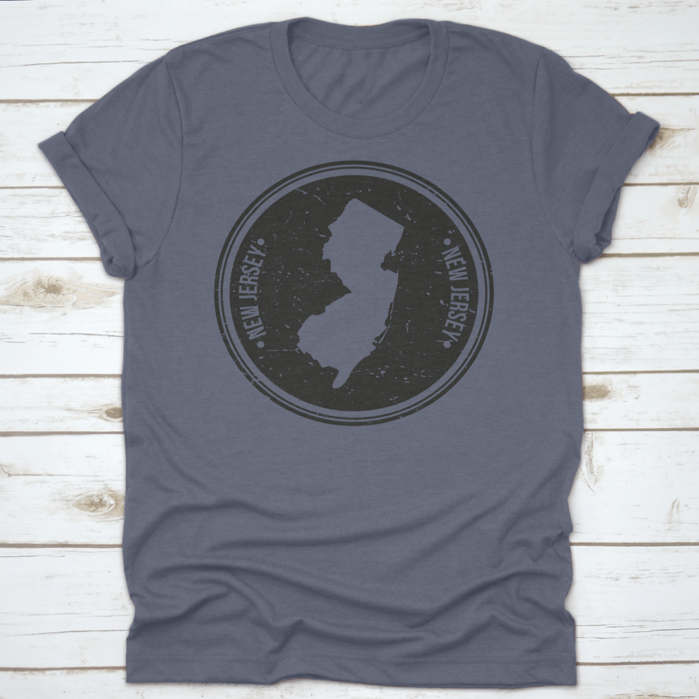 New Jersey Map Symbol Round Design Stamp showcasing intricate details and quality craftsmanship.