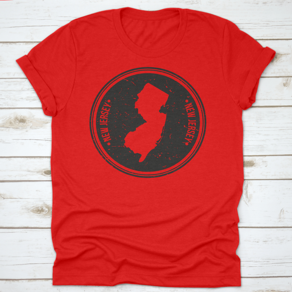 New Jersey Map Symbol Round Design Stamp showcasing intricate details and quality craftsmanship.