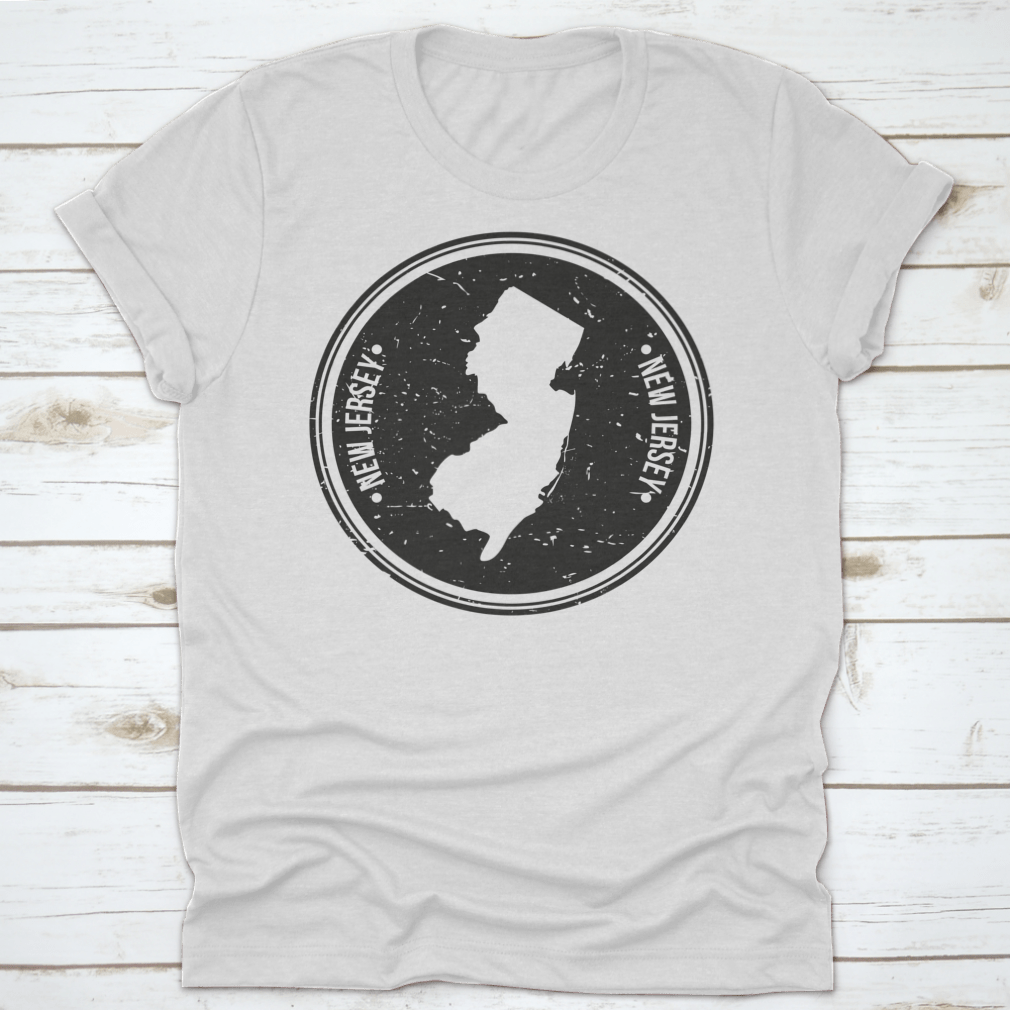 New Jersey Map Symbol Round Design Stamp showcasing intricate details and quality craftsmanship.