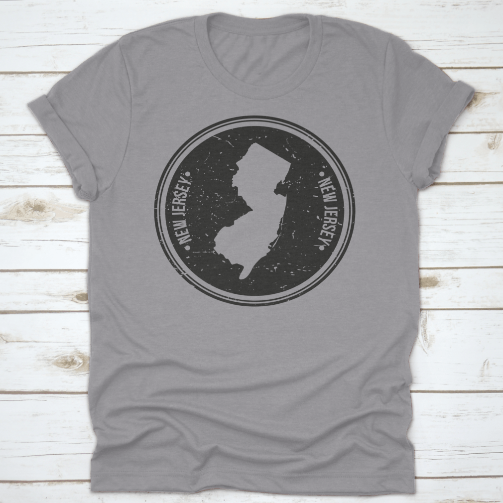 New Jersey Map Symbol Round Design Stamp showcasing intricate details and quality craftsmanship.