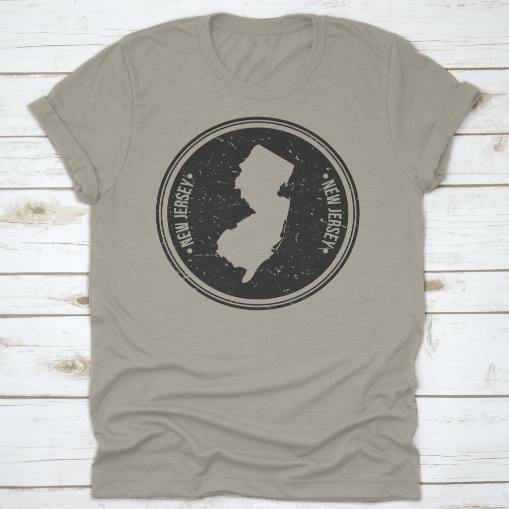 New Jersey Map Symbol Round Design Stamp showcasing intricate details and quality craftsmanship.