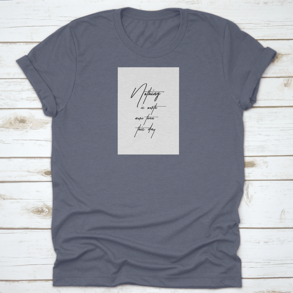 A stylish New Year Quote t-shirt featuring hand-drawn holiday lettering in a modern brush style, made from 100% cotton.