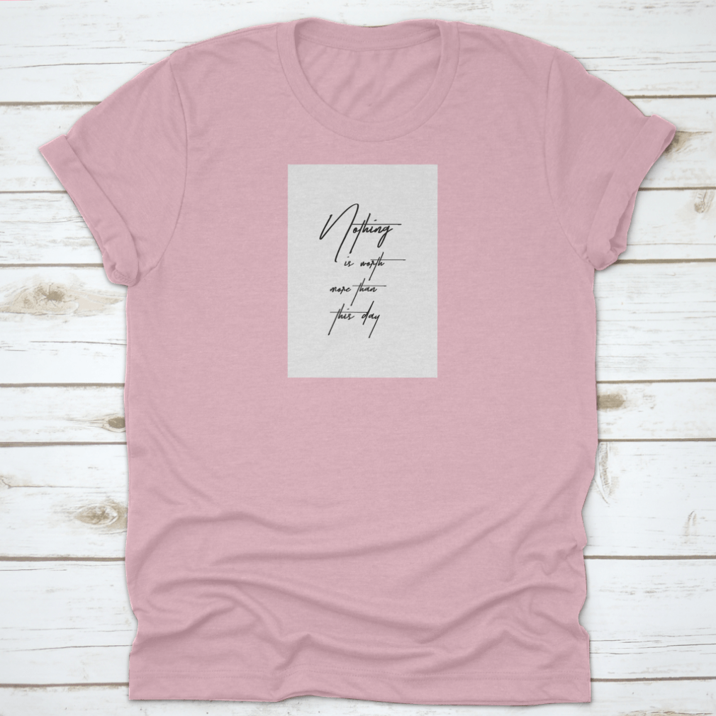 A stylish New Year Quote t-shirt featuring hand-drawn holiday lettering in a modern brush style, made from 100% cotton.