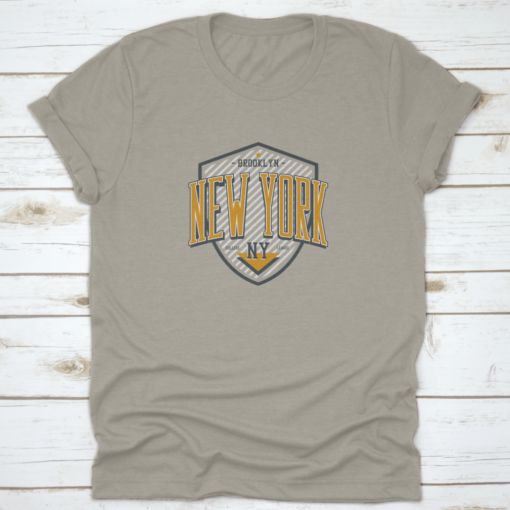 New York Brooklyn T-Shirt featuring a shield design, made from 100% cotton, showcasing a classic fit and midweight fabric.