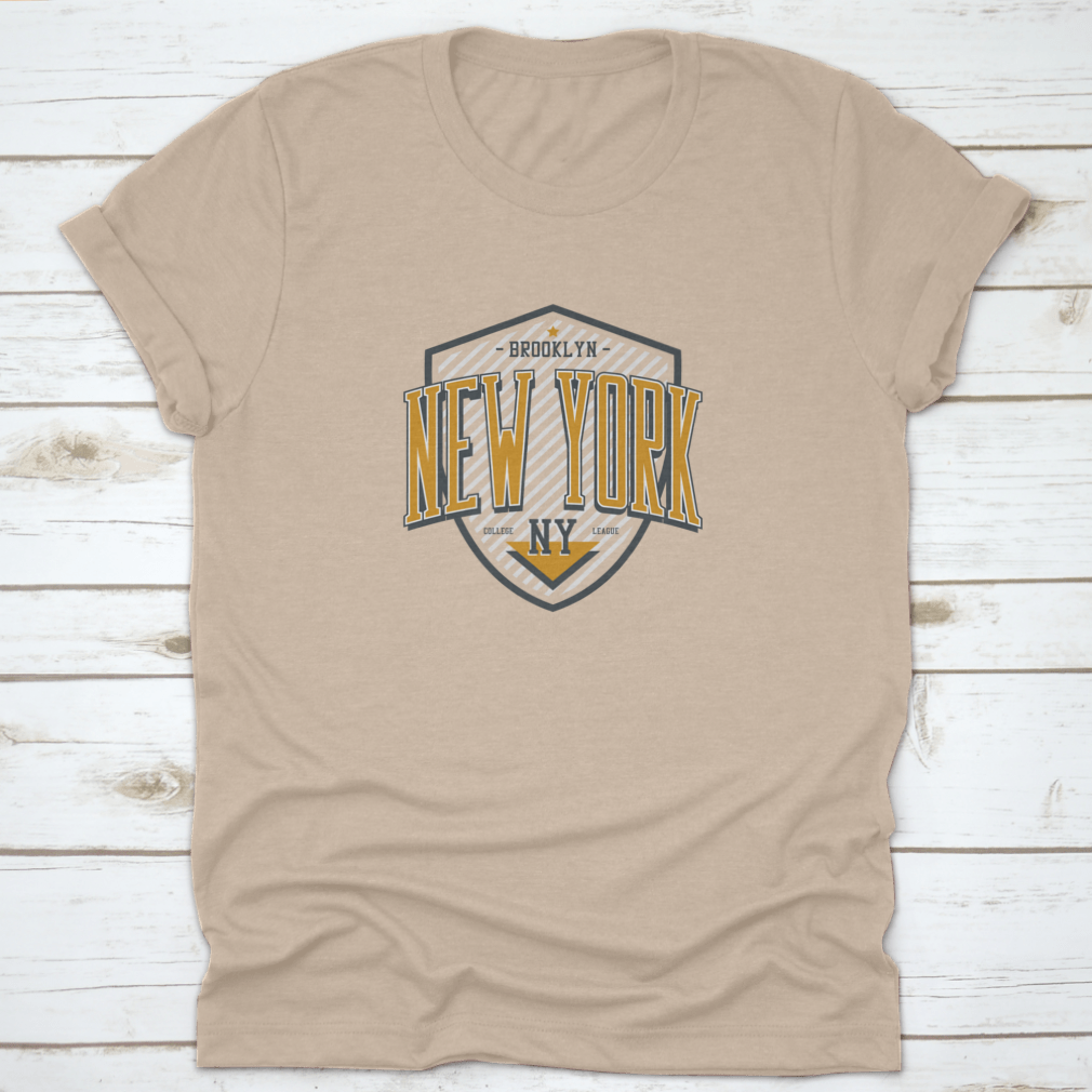 New York Brooklyn T-Shirt featuring a shield design, made from 100% cotton, showcasing a classic fit and midweight fabric.