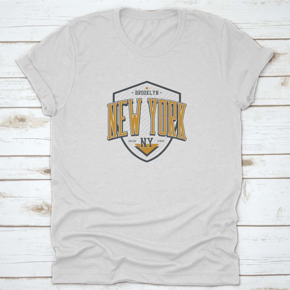 New York Brooklyn T-Shirt featuring a shield design, made from 100% cotton, showcasing a classic fit and midweight fabric.