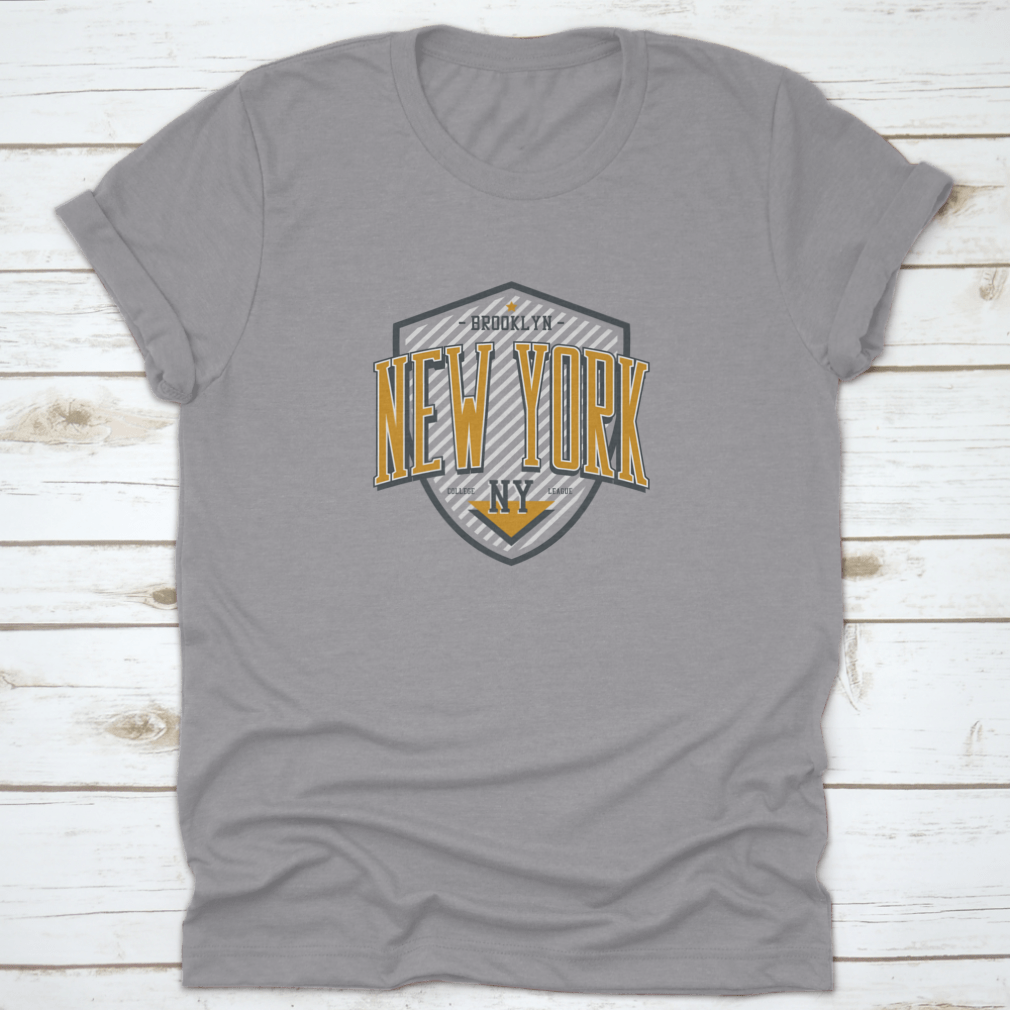 New York Brooklyn T-Shirt featuring a shield design, made from 100% cotton, showcasing a classic fit and midweight fabric.