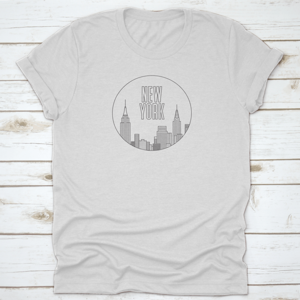 Vector outline illustration of New York City showcasing iconic landmarks and skyline in a stylish design.