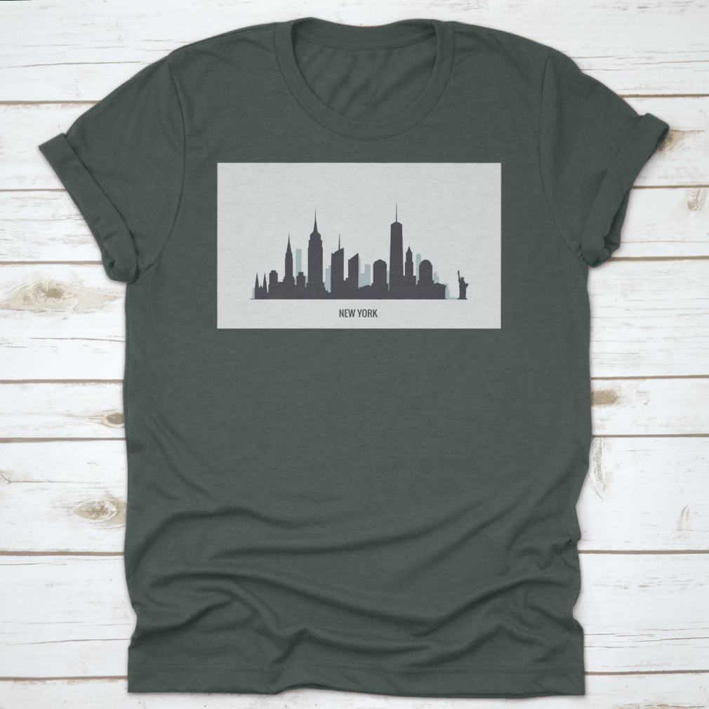 A stylish t-shirt featuring the iconic New York Skyline silhouette design, made from 100% cotton for comfort.