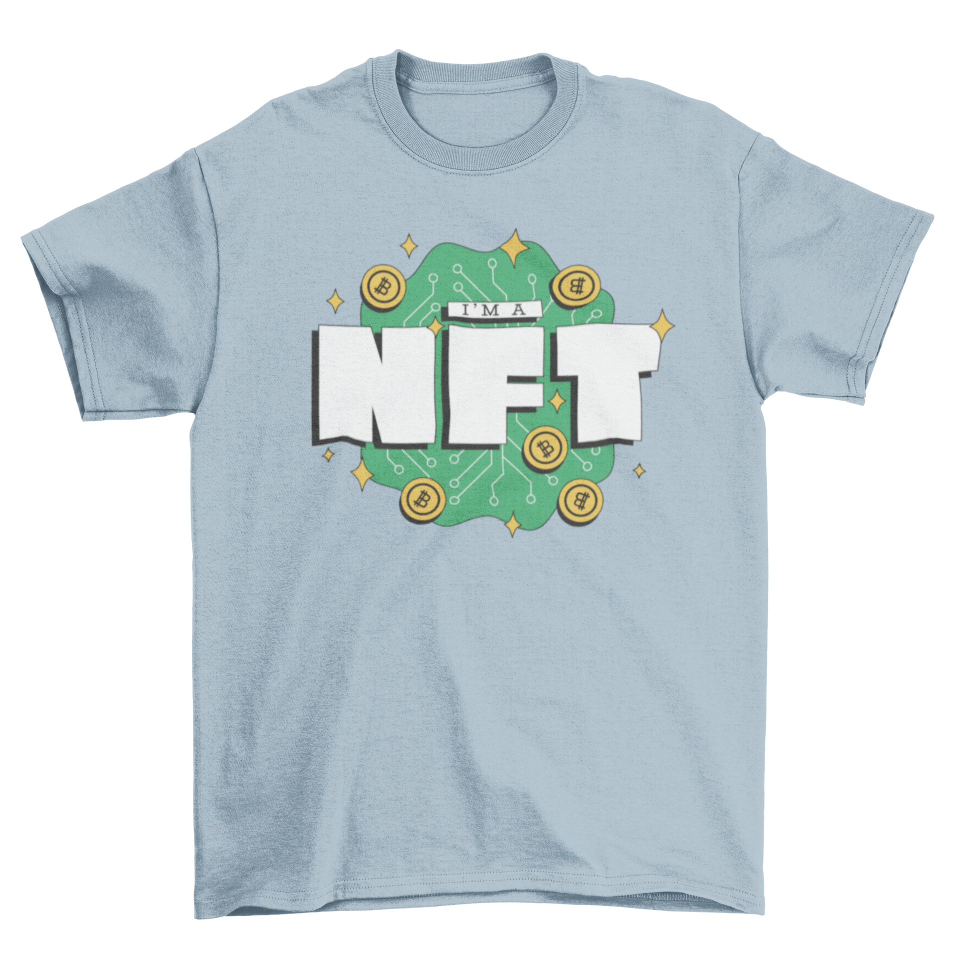 A stylish t-shirt featuring the quote 'I'm a NFT', perfect for crypto enthusiasts.