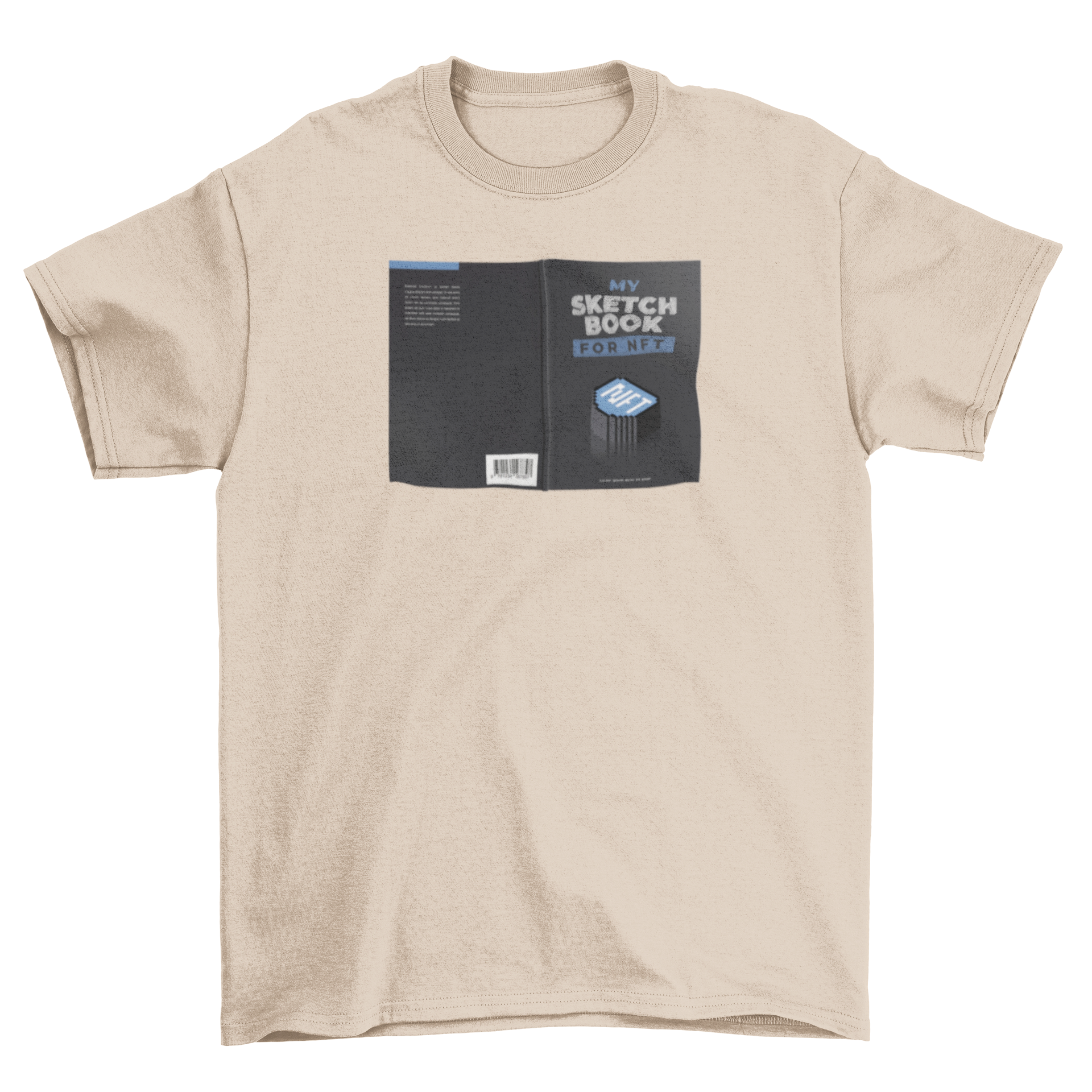 A stylish t-shirt featuring a creative NFT sketchbook design, perfect for art and tech enthusiasts.