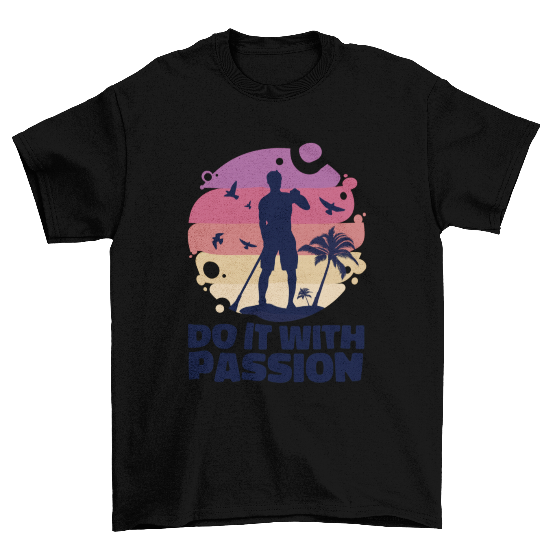 Colorful t-shirt featuring the quote 'DO IT WITH PASSION' in bold letters, designed for men.